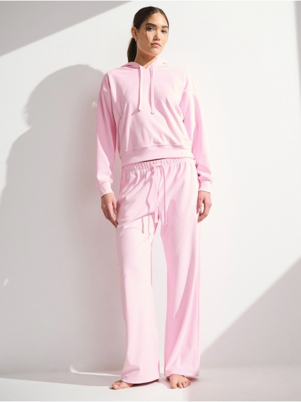 Soft Pink Hoodie & Wide-Leg Lounge Set